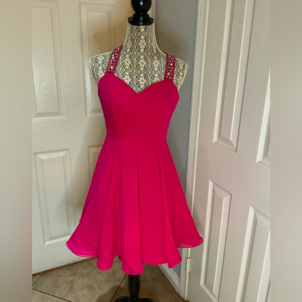 Vintage NITE LINE HOT PINK SILK DRESS SIZE 4